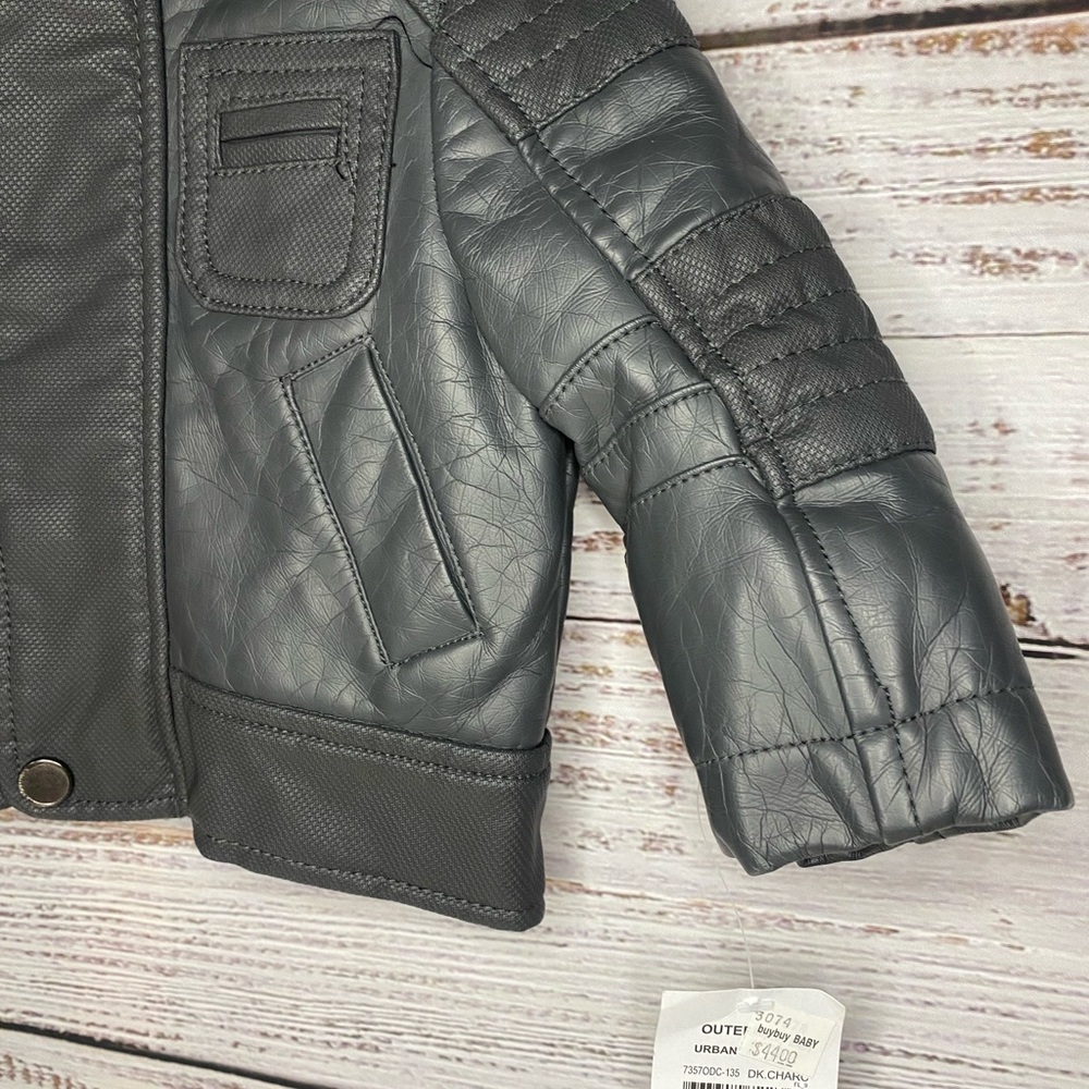 Urban republic baby boy moto leather jacket. Size 3/6M - Picture 2 of 9